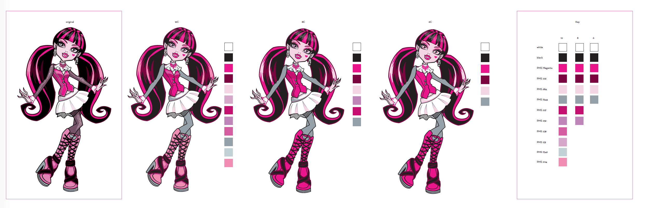 Monster High illustration color stories for printing plates