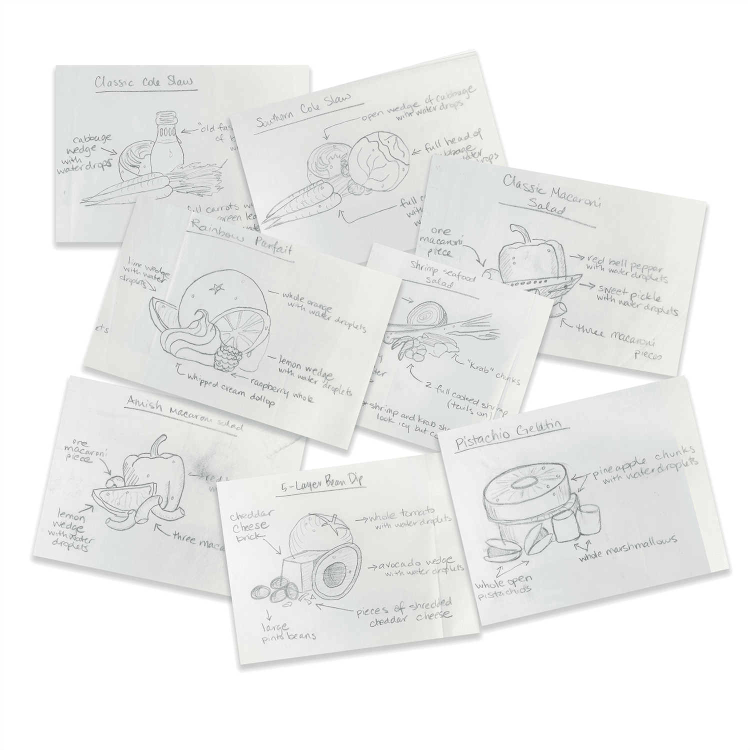 Food grouping sketches for Safeway packaging